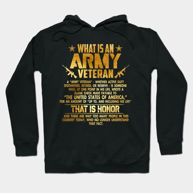 What's an Army Veteran Gold Foil Effect Hoodie by Otis Patrick